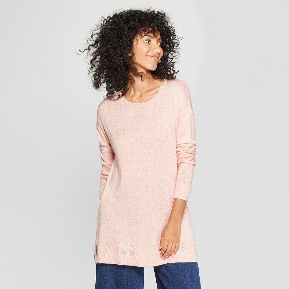 A New Day Pink Long Sleeve Crew Neck Sweater